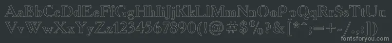 AAdemyHo-fontti – harmaat kirjasimet mustalla taustalla