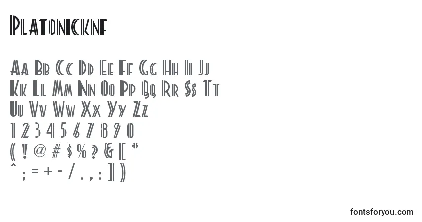 A fonte Platonicknf – alfabeto, números, caracteres especiais