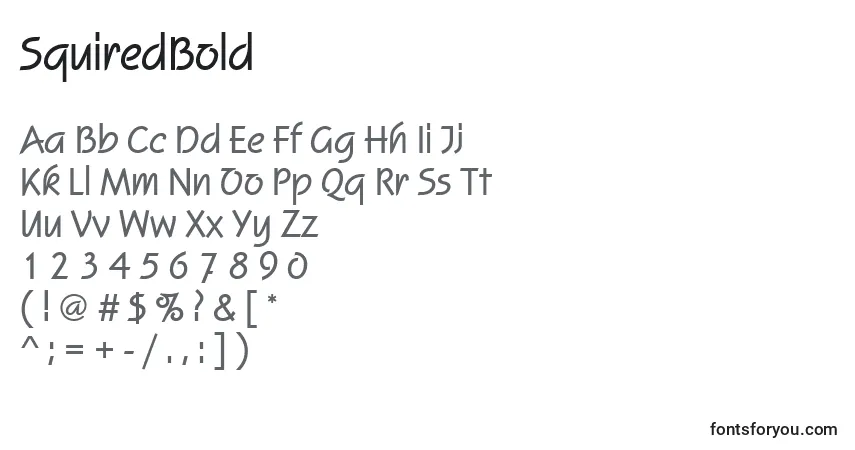 Czcionka SquiredBold – alfabet, cyfry, specjalne znaki