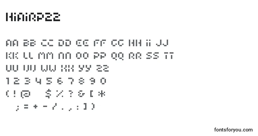 Czcionka Hiairp22 – alfabet, cyfry, specjalne znaki