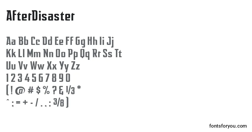 Czcionka AfterDisaster – alfabet, cyfry, specjalne znaki