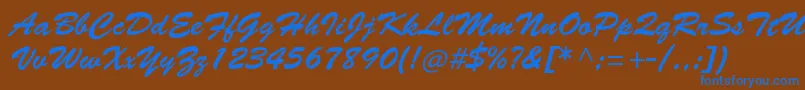 Brushscriptstd Font – Blue Fonts on Brown Background