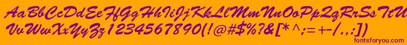 Brushscriptstd Font – Purple Fonts on Orange Background