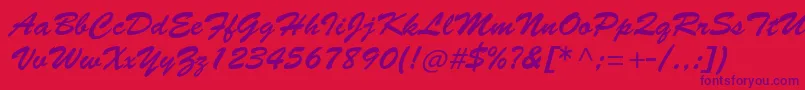 Brushscriptstd Font – Purple Fonts on Red Background