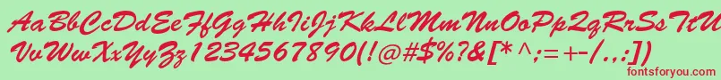 フォントBrushscriptstd – 赤い文字の緑の背景