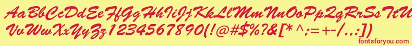 フォントBrushscriptstd – 赤い文字の黄色い背景