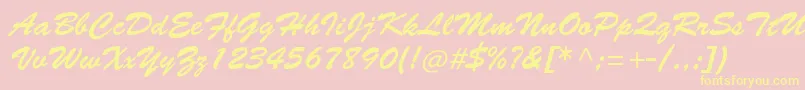 Brushscriptstd Font – Yellow Fonts on Pink Background