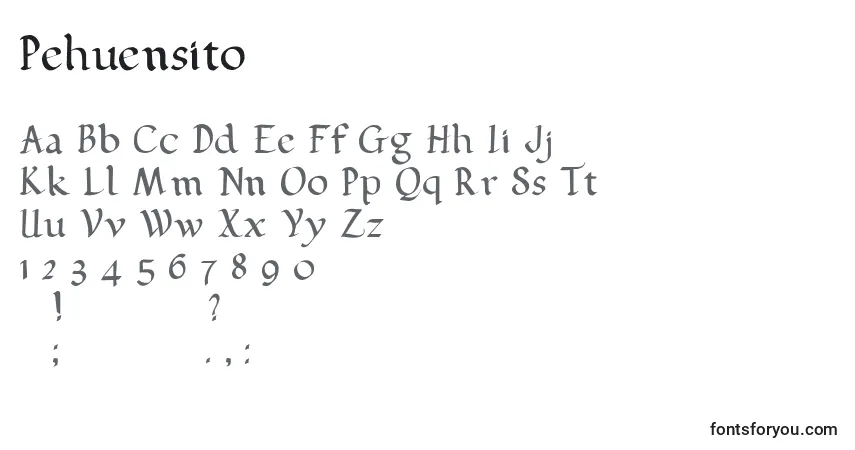 Fuente Pehuensito - alfabeto, números, caracteres especiales