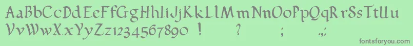 フォントPehuensito – 緑の背景に灰色の文字