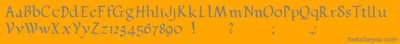 Pehuensito-Schriftart – Graue Schriften auf orangefarbenem Hintergrund