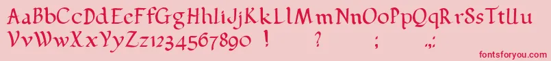 フォントPehuensito – ピンクの背景に赤い文字