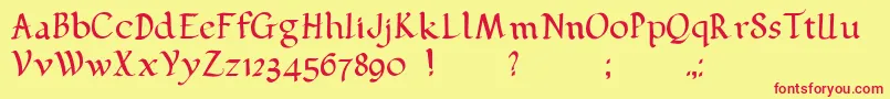 フォントPehuensito – 赤い文字の黄色い背景