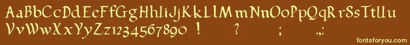 Czcionka Pehuensito – żółte czcionki na brązowym tle