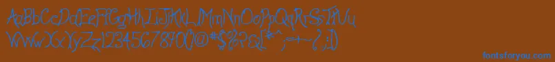フォントAnyway – 茶色の背景に青い文字