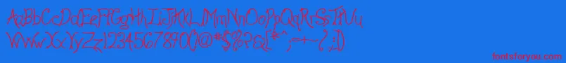 Anyway-Schriftart – Rote Schriften auf blauem Hintergrund