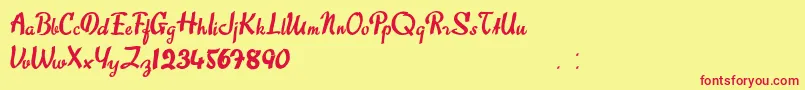 SweetAbout Font – Red Fonts on Yellow Background