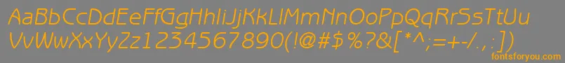 フォントItcBenguiatGothicLtBookOblique – オレンジの文字は灰色の背景にあります。