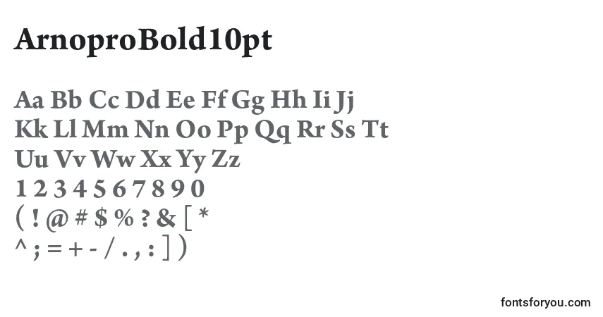 ArnoproBold10ptフォント–アルファベット、数字、特殊文字