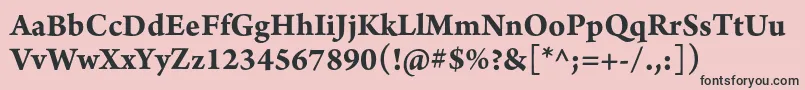 ArnoproBold10pt-fontti – mustat fontit vaaleanpunaisella taustalla