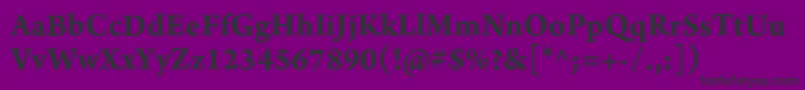 ArnoproBold10pt-fontti – mustat fontit violetilla taustalla