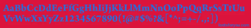 フォントArnoproBold10pt – 赤い背景に青い文字