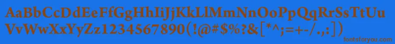 フォントArnoproBold10pt – 茶色の文字が青い背景にあります。