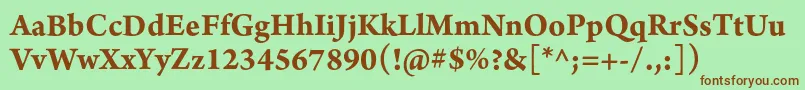 ArnoproBold10pt-fontti – ruskeat fontit vihreällä taustalla