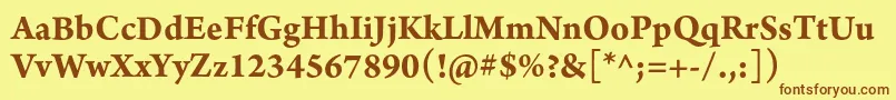 フォントArnoproBold10pt – 茶色の文字が黄色の背景にあります。