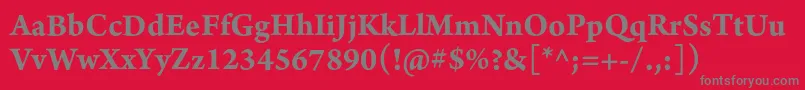 ArnoproBold10pt-fontti – harmaat kirjasimet punaisella taustalla