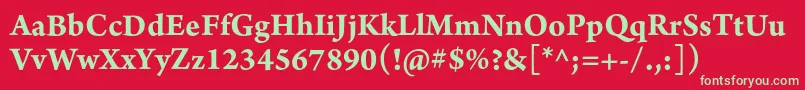 フォントArnoproBold10pt – 赤い背景に緑の文字