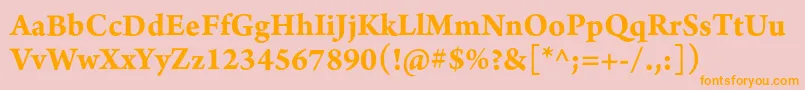 フォントArnoproBold10pt – オレンジの文字がピンクの背景にあります。