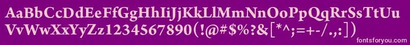 ArnoproBold10pt-fontti – vaaleanpunaiset fontit violetilla taustalla