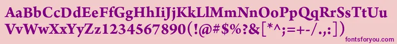 ArnoproBold10pt-fontti – violetit fontit vaaleanpunaisella taustalla