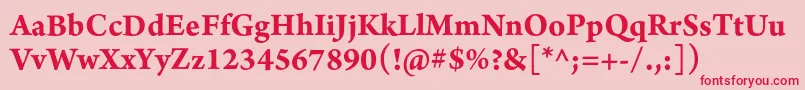 フォントArnoproBold10pt – ピンクの背景に赤い文字