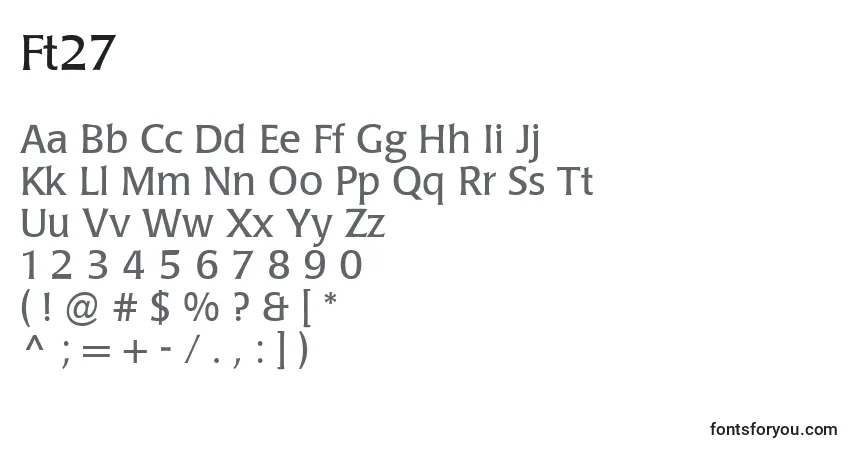Czcionka Ft27 – alfabet, cyfry, specjalne znaki
