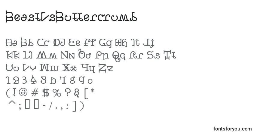 A fonte BeastVsButtercrumb – alfabeto, números, caracteres especiais