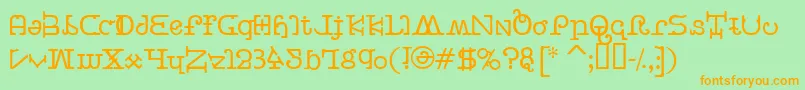 BeastVsButtercrumb-Schriftart – Orangefarbene Schriften auf grünem Hintergrund