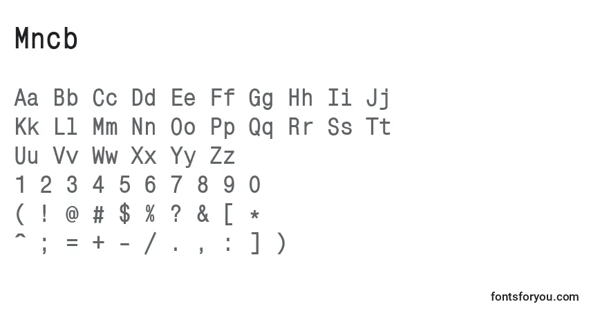 Schriftart Mncb – Alphabet, Zahlen, spezielle Symbole