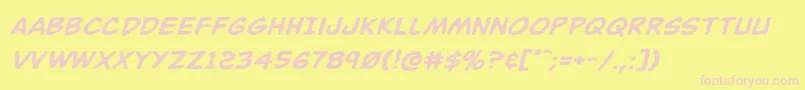 Buddychampionexpandital Font – Pink Fonts on Yellow Background