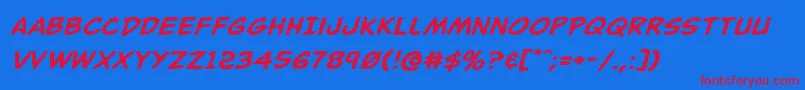 Buddychampionexpandital Font – Red Fonts on Blue Background