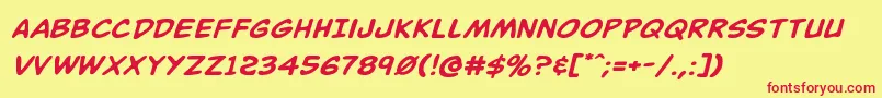 Buddychampionexpandital Font – Red Fonts on Yellow Background