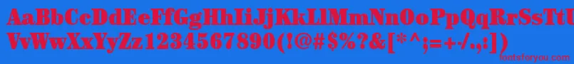 ItcCenturyLtUltraCondensed Font – Red Fonts on Blue Background