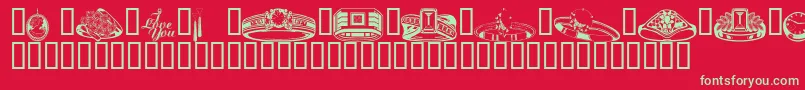 Fonte Wmjewelry – fontes verdes em um fundo vermelho
