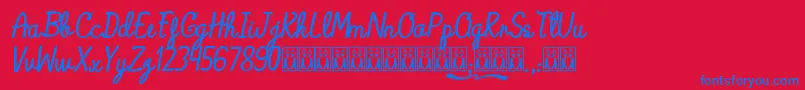 AlaskaCoffee Font – Blue Fonts on Red Background