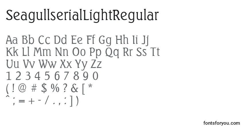 A fonte SeagullserialLightRegular – alfabeto, números, caracteres especiais