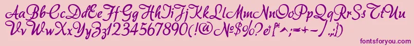 Akadora-Schriftart – Violette Schriften auf rosa Hintergrund