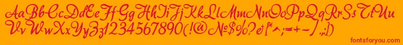 Akadora-Schriftart – Rote Schriften auf orangefarbenem Hintergrund