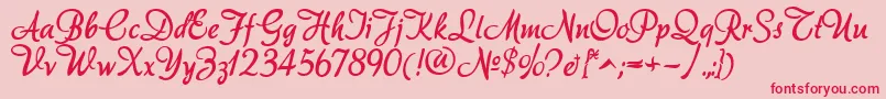 Akadora Font – Red Fonts on Pink Background