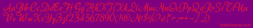 Akadora Font – Red Fonts on Purple Background