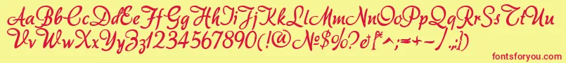 Akadora Font – Red Fonts on Yellow Background